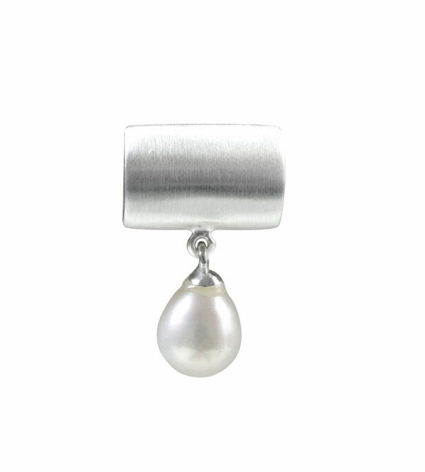 Silberanhänger massiv Rohr matt/glanz und hängende Perle