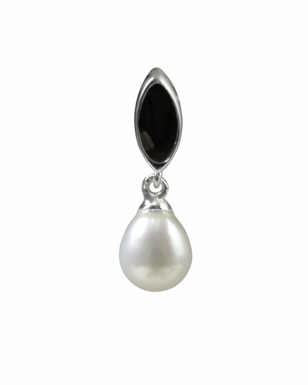 Silberanhänger massiv Rohr matt/glanz und hängende Perle seitlich