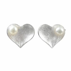 Silberohrstecker Herz mit Perle